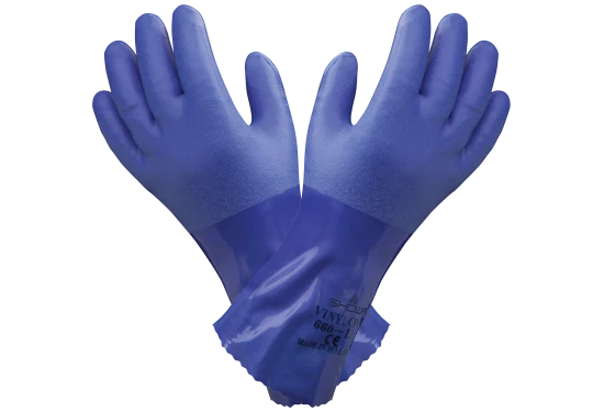Showa PVC-handske oliebest. blå heldyp 660-10